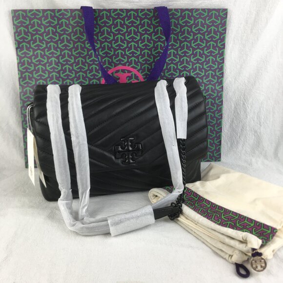 Tory Burch Handbags - NEW Tory Burch Kira Chevron Large Convertible Should Bag Black